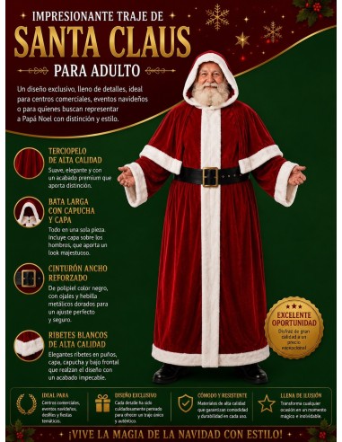 Costume Père Noël pour Adulte | Costumes pour Adultes Le Roi du Carnaval